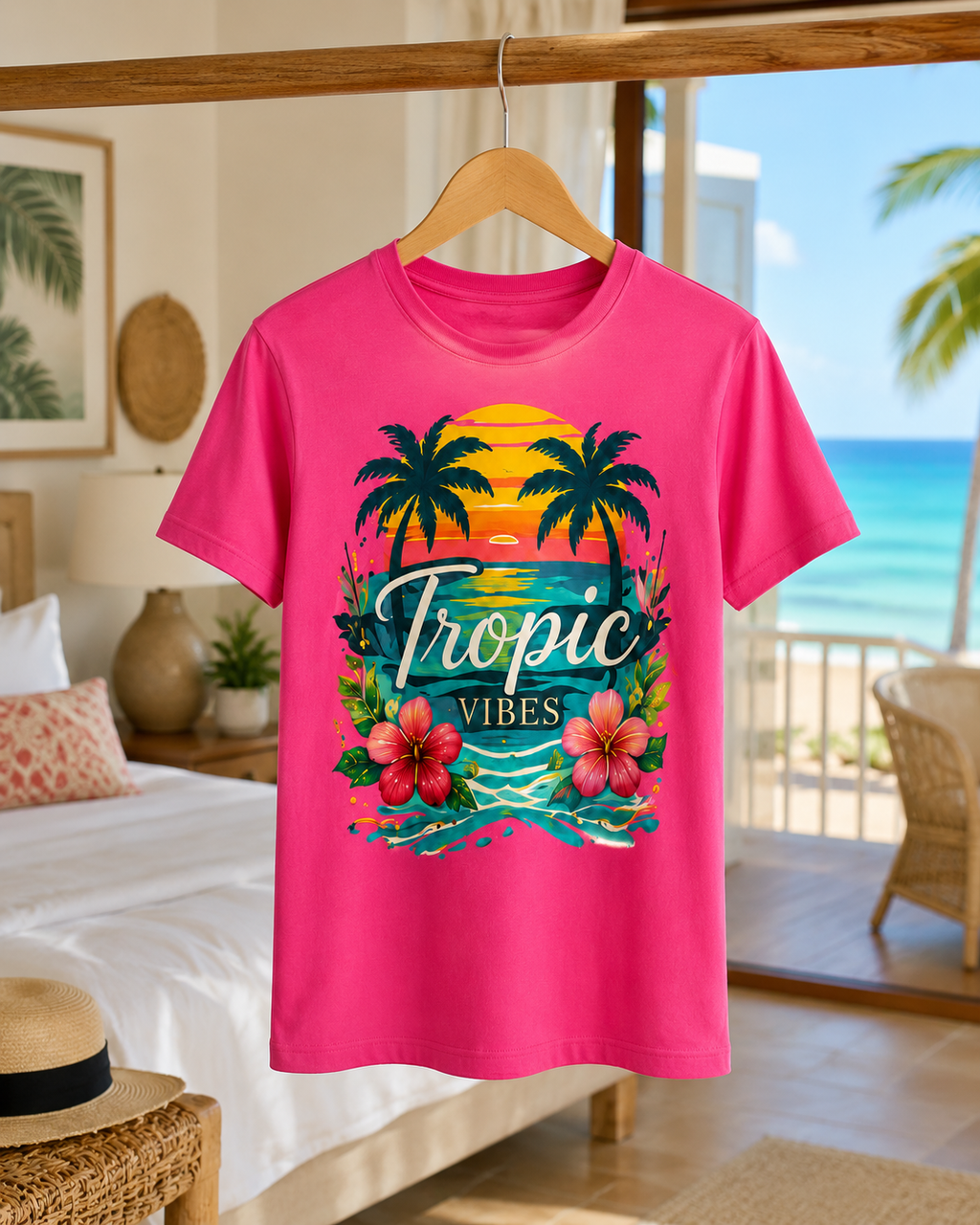 Tropic Vibes T-Shirt in PINK